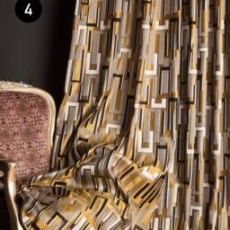 Luxury Black Gold Striped Curtains Modern Home Decor - thumbnail 4