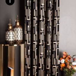 Luxury Black Gold Striped Curtains Modern Home Decor - thumbnail 3