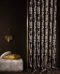 Luxury Black Gold Striped Curtains Modern Home Decor - thumbnail 1
