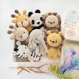 Crochet Safari Small Baby Animal Toys, Gifts For 1 Year Old Girl, Boy, Jungle Gift 6 Months - thumbnail 1