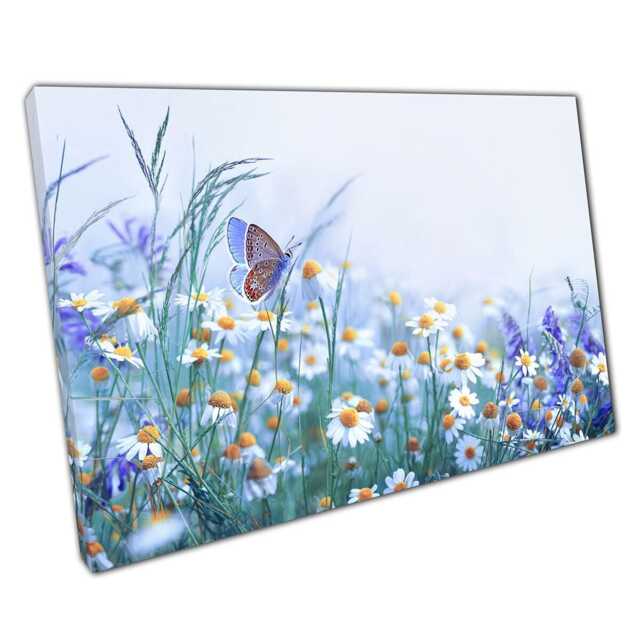 Wild Lavender Chamomile Floral Wall Art Print On Canvas For Home Office Decor - image 1