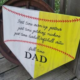 Baseball Softball Dad Sign - Homeplate Gift Home Plate Wall Sports Decor For Father - thumbnail 2