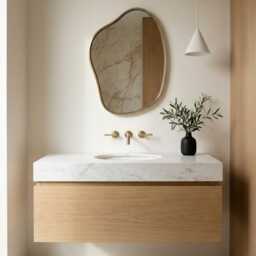 Asymmetrical Brass Mirror - Irrugular Vanity Mirror, Bronze Frame Bathroom Mirrors - thumbnail 2