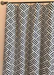 "Pair 25 Or 50"" Wide Navy Blue Basketweave Rod Pocket Curtains Drapes 63 84 96 108 120" - thumbnail 1