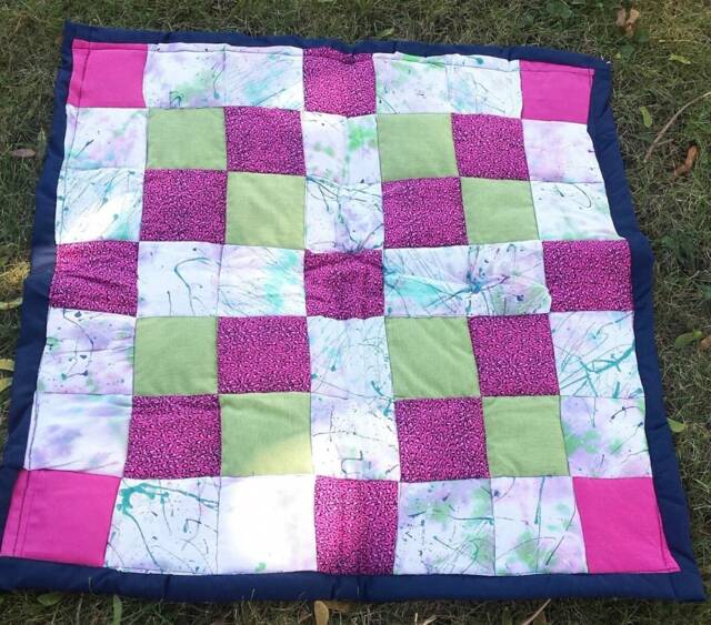 Hot Pink Quilted Blanket Small Patchwork Throw - image 1