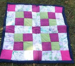 Hot Pink Quilted Blanket Small Patchwork Throw - thumbnail 1