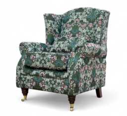 Fireside Fabric Armchair - William Morris Tapestry Floral Wine/Indigo/Green - thumbnail 1