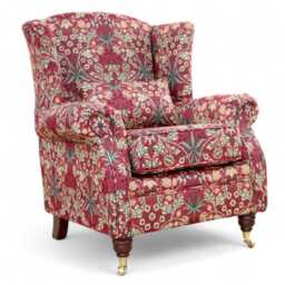 Fireside Fabric Armchair - William Morris Tapestry Floral Wine/Indigo/Green - thumbnail 3