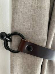 Brown Leather Curtain Tie Back 3/4