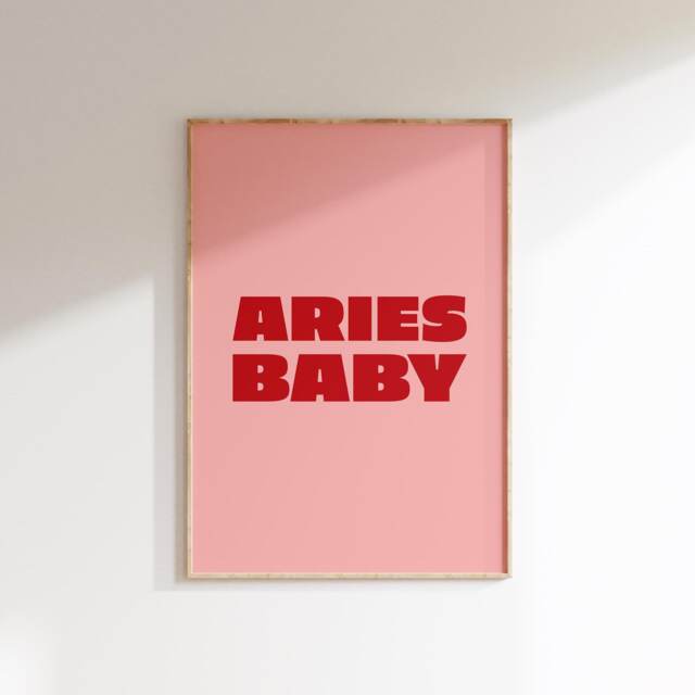 Aries Baby Print Retro Star Sign Astrology Wall Art - image 1
