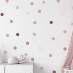 Mauve Polka Dot Wall Stickers Orchid Nursery Decor - Pack Of 40, 7cm - thumbnail 4