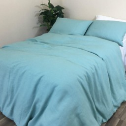 Moss Green Linen Duvet Cover, Warm & Cozy - thumbnail 3