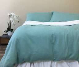 Moss Green Linen Duvet Cover, Warm & Cozy