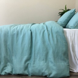 Moss Green Linen Duvet Cover, Warm & Cozy - thumbnail 4