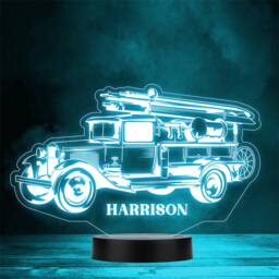 Vintage Fire Truck Personalised Gift Colour Changing Led Lamp Night Light