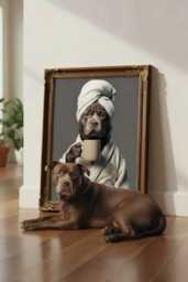 Custom Funny Dog Portrait From Photo - Pet Bathroom Poster Personalized Art Print in Towel & Bathrobe Wall Decor - thumbnail 1