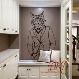 Nordic Animal Head Wall Decals, Deer Cat Tiger, Removable Vinyl Decor - thumbnail 2