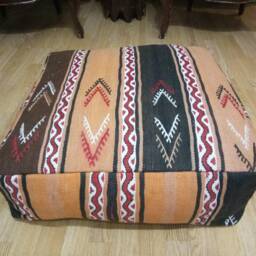 Kilim Pouf Square 24x24x8 Inches Striped Design Floor Pillow Cover Oversize Home Decoration Pillow Pouf - thumbnail 2