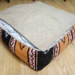 Kilim Pouf Square 24x24x8 Inches Striped Design Floor Pillow Cover Oversize Home Decoration Pillow Pouf - thumbnail 4
