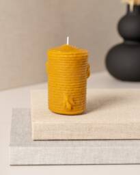 Handcrafted Beeswax Christmas Candle - Natural Rope Design, Holiday Gift - thumbnail 1