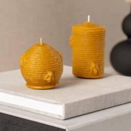 Handcrafted Beeswax Christmas Candle - Natural Rope Design, Holiday Gift - thumbnail 3
