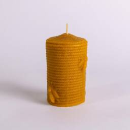 Handcrafted Beeswax Christmas Candle - Natural Rope Design, Holiday Gift - thumbnail 2