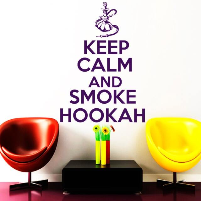 Wall Decals Keep Calm & Smoke Hookah Quote Decal Vinyl Sticker Home Decor Hookan Club Bedroom Window Living Room Murals Na361 - image 1