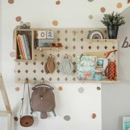 Pegboard Shelf, Nursery Shelves Organizer Floating Or Display Stand Wall Montessori - thumbnail 1