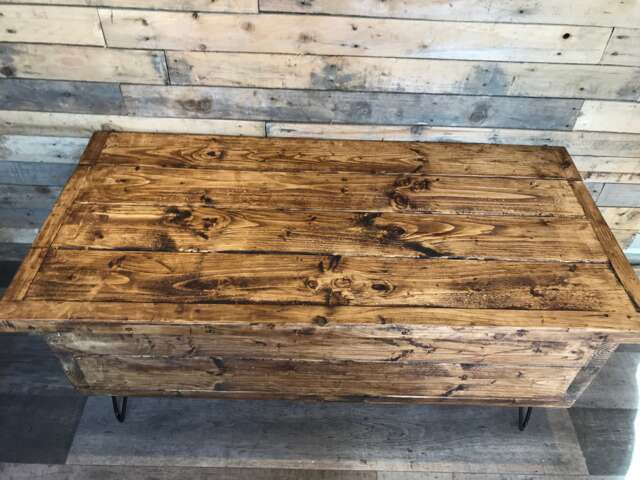 Rustic Reclaimed Pine Farmhouse Style Lift Up Top Coffee Table To Kitchen Table - image 1