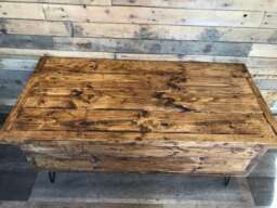 Rustic Reclaimed Pine Farmhouse Style Lift Up Top Coffee Table To Kitchen Table
