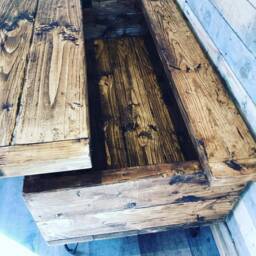 Rustic Reclaimed Pine Farmhouse Style Lift Up Top Coffee Table To Kitchen Table - thumbnail 3