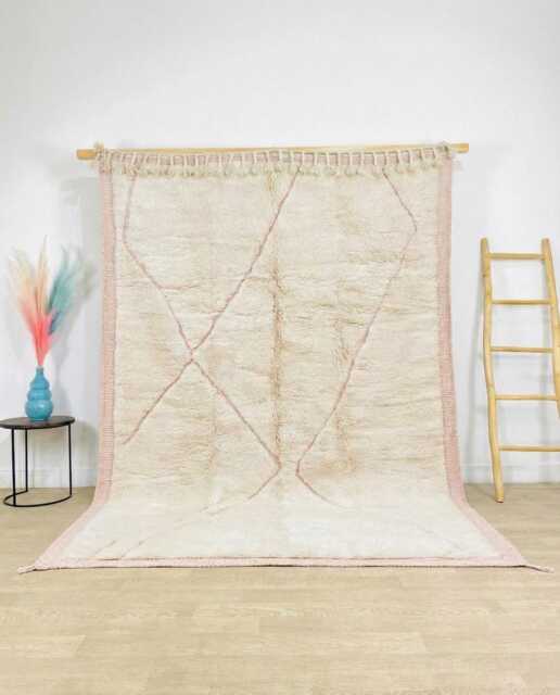 Blush Pink Diamond Rug - Large Area Handmade Berber Shag Soft Organic Minimalist Wool Carpet Earthy Home Decor - image 1
