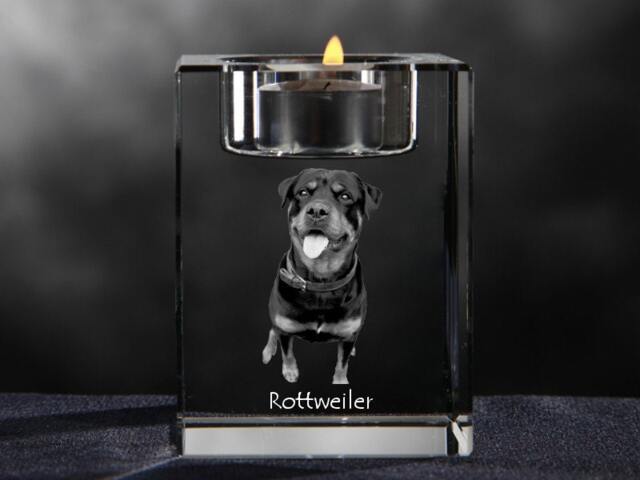 Rottweiler, Crystal Candlestick With Dog, Souvenir, Decoration, Limited Edition, Collection - image 1