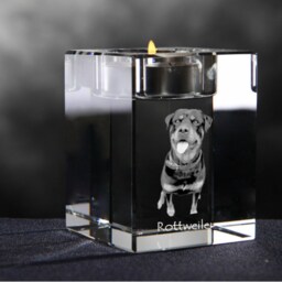 Rottweiler, Crystal Candlestick With Dog, Souvenir, Decoration, Limited Edition, Collection - thumbnail 2