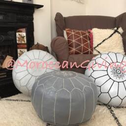 Moroccan Pouf/Floor Cushions Footstool Berber Pouf Ottoman Leather Unstuffed - thumbnail 4