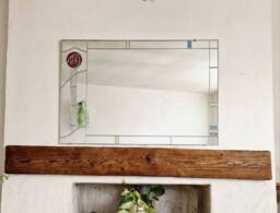 Rennie Mackintosh Style Large UK Handmade Stained Glass Mirror Rose 3 61x91cm