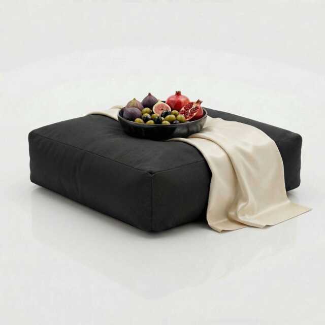 Black Bean Bag Floor Cushion Square Water-Resistant Pillow, 60cm - image 1