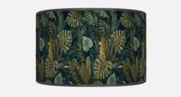 Tropical Palm Leaf Lampshade - Green Blue Pendant Drum Shade Handmade Jungle Light Decor - thumbnail 1