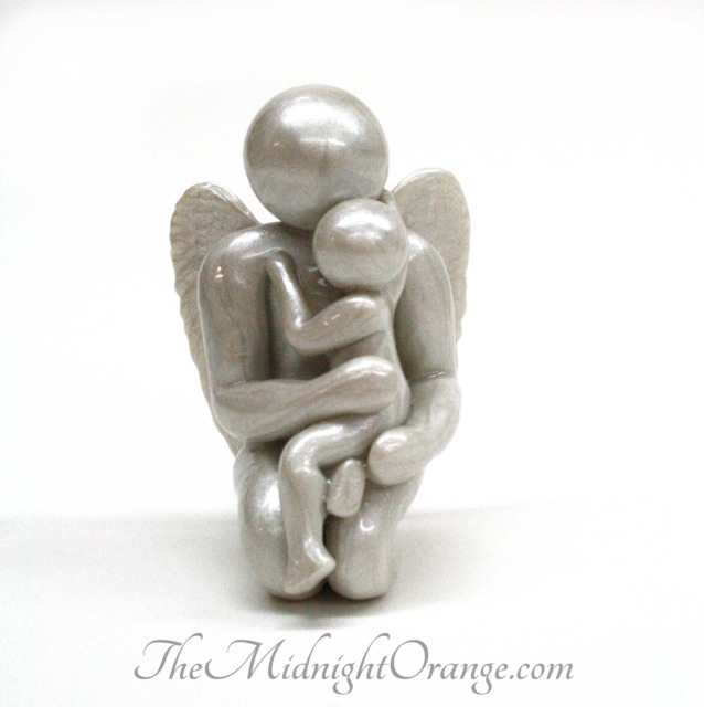 Handmade Memorial Sculpture Father & Child Angel Figurine - image 1