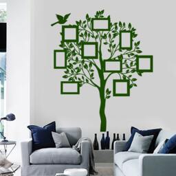 Wall Vinyl Decal Family Tree Rectangular Picture Frames On Branches Genealogy Modern Home Decor - #1151Dz - thumbnail 2