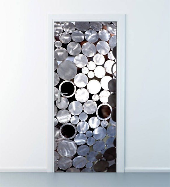 Abstract Shapes Wall Decal, Metal Texture Sticker, Door Decor, Mural For Home Decor Living Room Bedroom
