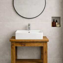 Rustic Washstand Chunky Solid Wood Vanity Unit - thumbnail 2