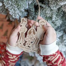 Family Ornament, Your Child's Christmas Keepsake, Kid's Handwriting, Drawing, Artwork, Personalized Name, Grandparents Gift, Wood Engraved - thumbnail 2