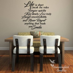 Inspirational Quote Wall Decal Life Is Short, Break The Rules - thumbnail 2
