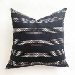 Handwoven Chiangmai Tribal Black & Off White Striped Lumbar Pillow Cover // 22 X No. 039 - thumbnail 4