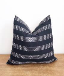Handwoven Chiangmai Tribal Black & Off White Striped Lumbar Pillow Cover // 22 X No. 039 - thumbnail 1
