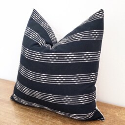 Handwoven Chiangmai Tribal Black & Off White Striped Lumbar Pillow Cover // 22 X No. 039 - thumbnail 3