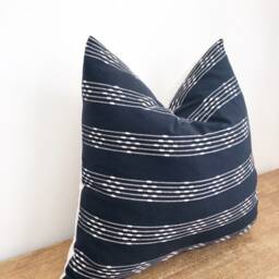 Handwoven Chiangmai Tribal Black & Off White Striped Lumbar Pillow Cover // 22 X No. 039 - thumbnail 2