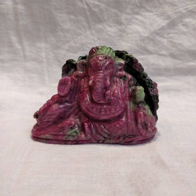 Ruby Ganesha, 1080 Caret Zoisite Hindu God Lord Figurine, Ganesh Idol, Religious Spiritual Gift - image 1
