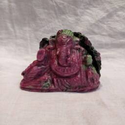 Ruby Ganesha, 1080 Caret Zoisite Hindu God Lord Figurine, Ganesh Idol, Religious Spiritual Gift - thumbnail 1